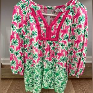 Crown & Ivy V-Neck Ruffle Sleeve Tunic Blouse, Size Small